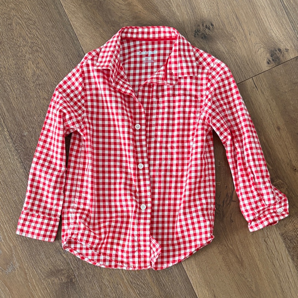 Cat & Jack Red Plaid Button Down Shirt